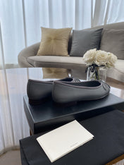 BALLET FLATS GREY GRAINED CALFSKIN