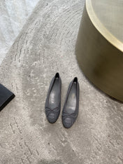 BALLET FLATS GREY GRAINED CALFSKIN
