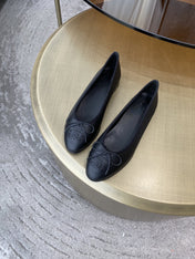 BALLET FLATS BLACK GRAINED CALFSKIN