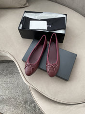 BALLET FLATS BURGUNDY GRAINED CALFSKIN