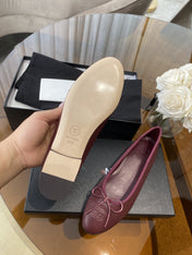 BALLET FLATS BURGUNDY GRAINED CALFSKIN