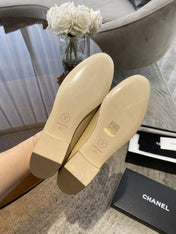 BALLET FLATS BEIGE SILVER LAMBSKIN CANVAS