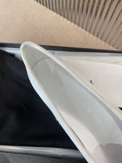 BALLET FLATS WHITE BLACK LAMBSKIN CANVAS