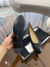 BALLET FLATS BLACK BEIGE LAMBSKIN