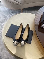 BALLET FLATS BLACK LIGHT GOLD LAMBSKIN