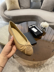 BALLET FLATS BEIGE BROWN LAMBSKIN