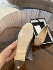 BALLET FLATS BEIGE BROWN LAMBSKIN