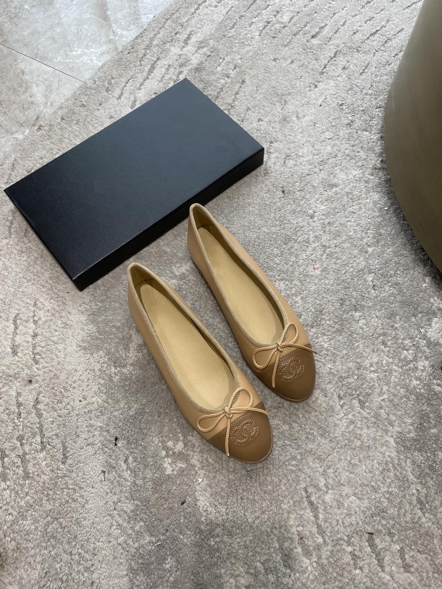 BALLET FLATS BEIGE BROWN LAMBSKIN