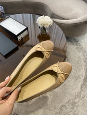 BALLET FLATS BEIGE BROWN LAMBSKIN