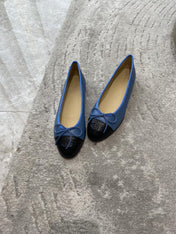BALLET FLATS BLUE BLACK LAMBSKIN
