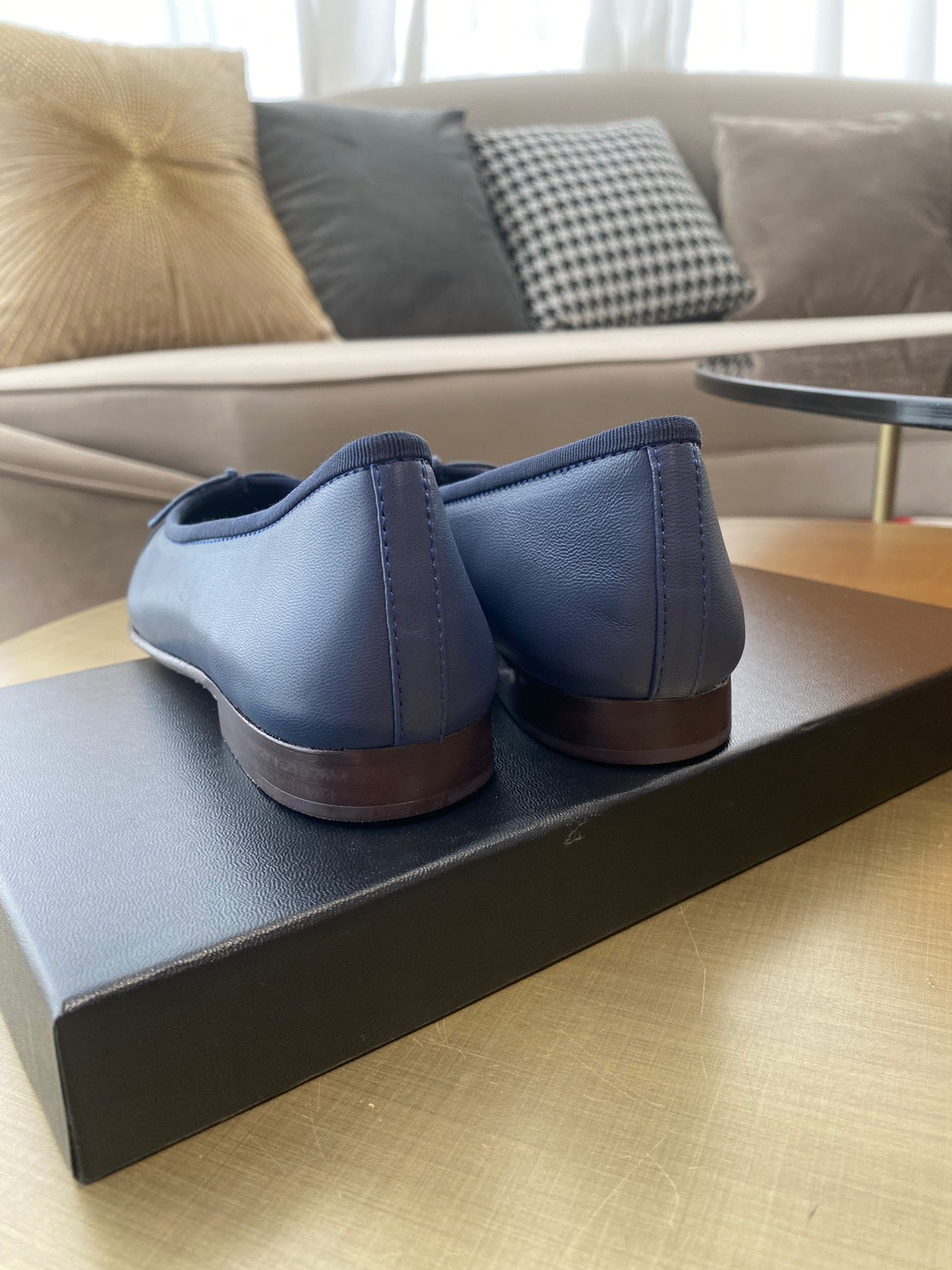 BALLET FLATS DARK BLUE BLACK LAMBSKIN