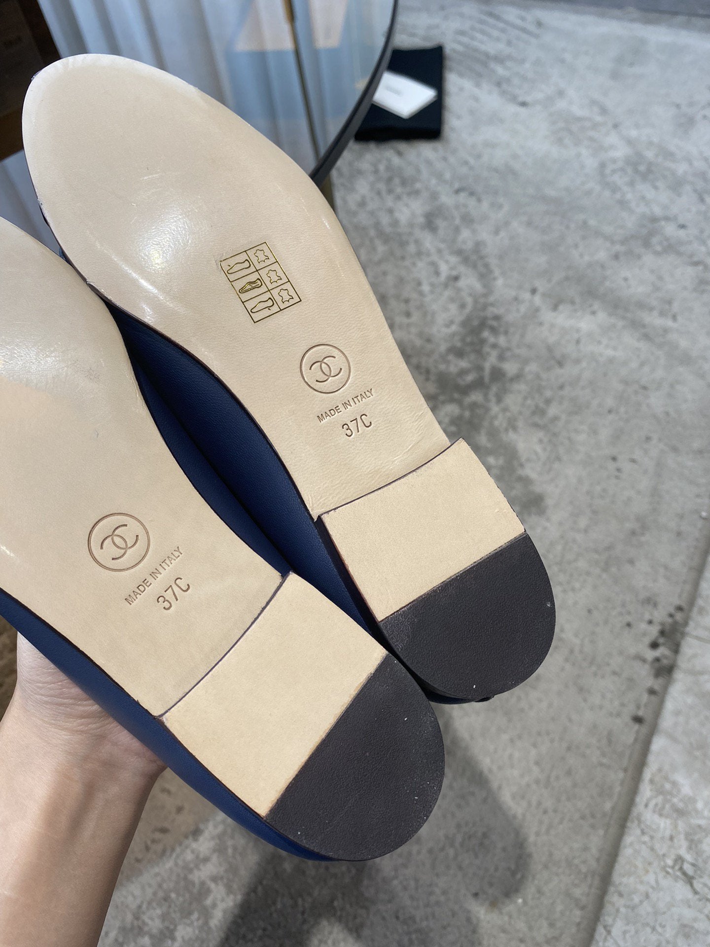 BALLET FLATS DARK BLUE BLACK LAMBSKIN