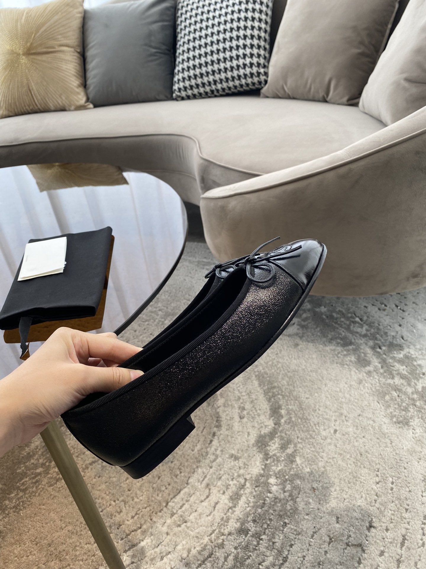 BALLET FLATS ALL BLACK LAMBSKIN