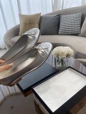 BALLET FLATS SILVER LAMBSKIN