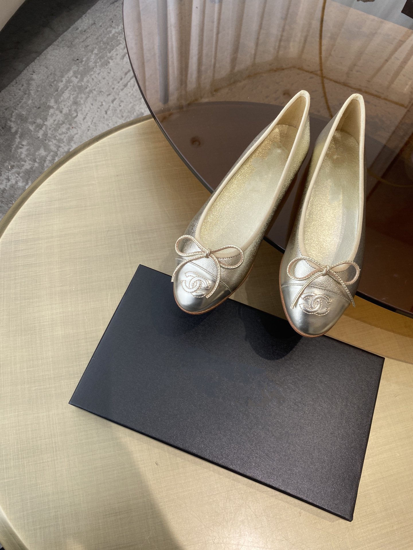 BALLET FLATS LIGHT GOLD LAMBSKIN