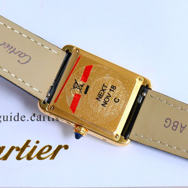 TANK MUST SMALL GOLD LEATHER STRAP WHITE DIAL