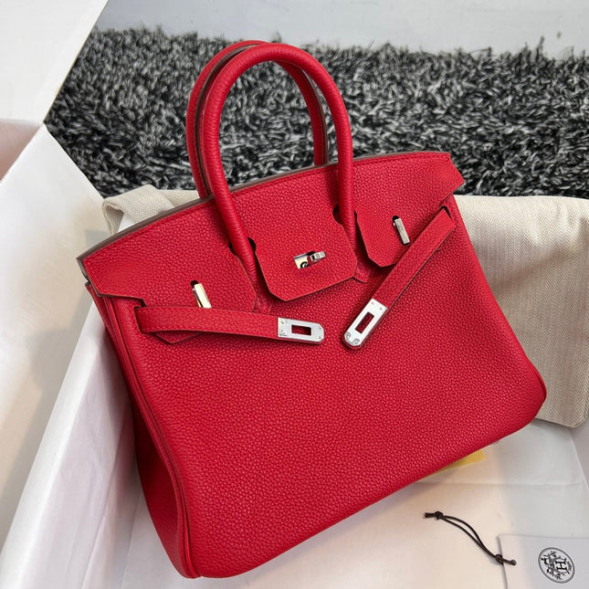 HM BIRKIN 25CM RED TOGO LEATHER SILVER HARDWARE