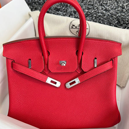 HM BIRKIN 25CM RED TOGO LEATHER SILVER HARDWARE