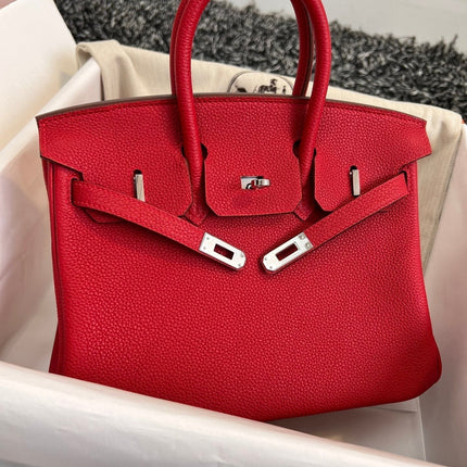 HM BIRKIN 25CM RED TOGO LEATHER SILVER HARDWARE