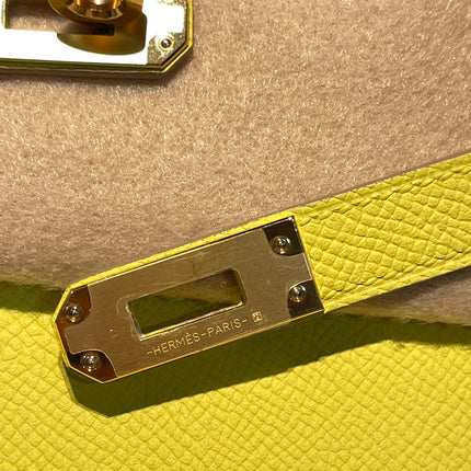 HM KELLY 25CM LIME EPSOM LEATHER GOLD HARDWARE