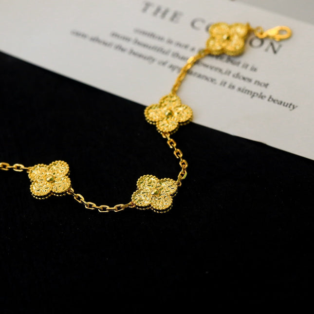 CLOVER 5 MOTIFS GOLD DIAMOND BRACELET