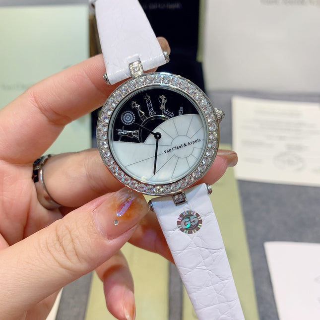 LADY ARPELS WATCHS SILVER DIAMOND PAVED