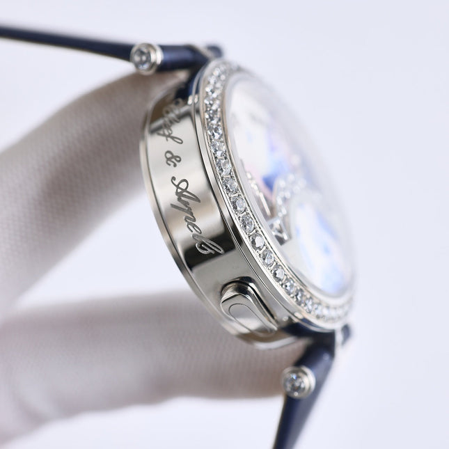 LADY ARPELS LOVER BRIDGE WHITE DIAL BLUE STRAP