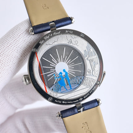 LADY ARPELS LOVER BRIDGE WHITE DIAL BLUE STRAP