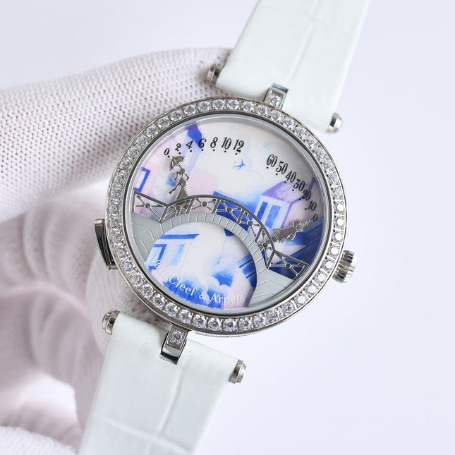 LADY ARPELS LOVER BRIDGE WHITE DIAL WHITE STRAP