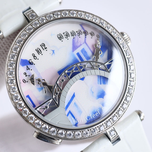 LADY ARPELS LOVER BRIDGE WHITE DIAL WHITE STRAP