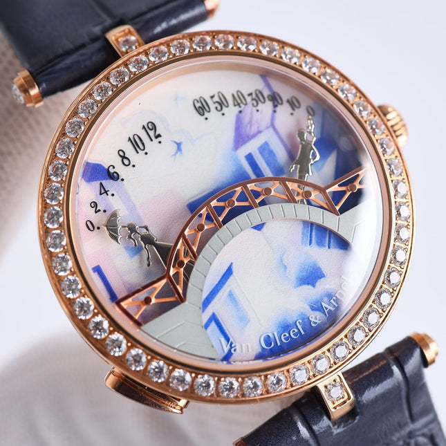 LADY ARPELS LOVER BRIDGE WHITE DIAL PINK GOLD CASE