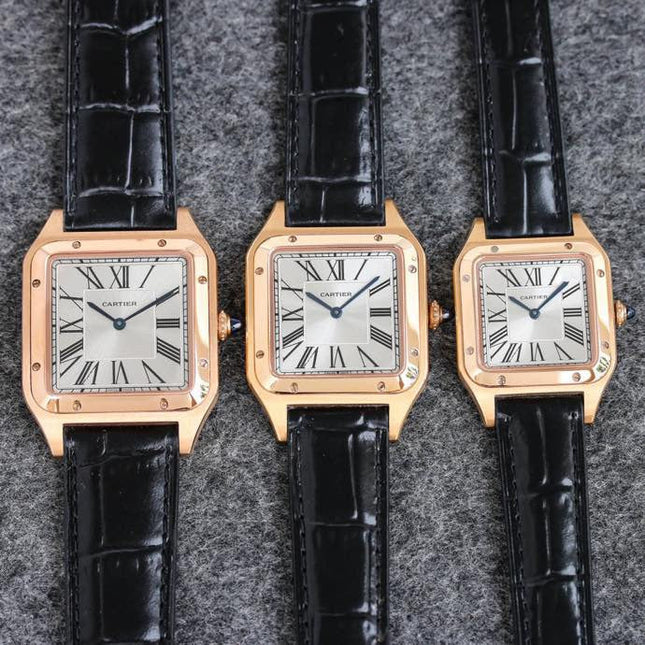 SANTOS DUMONT LADY PINK GOLD CASE CROCODILE STRAP