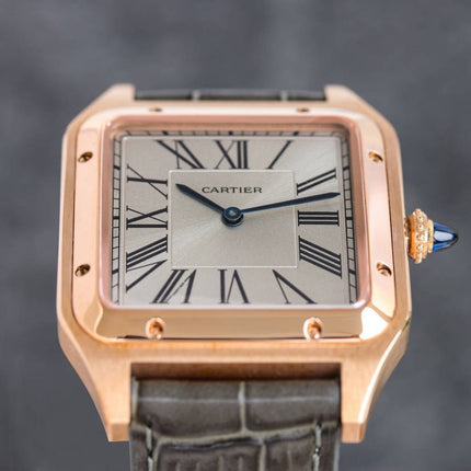 SANTOS DUMONT LADY PINK GOLD CASE CROCODILE STRAP