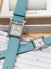 HM HEURE H 26 SILVER WHITE DIAL EPSOM LEATHER EPSOM LEATHER