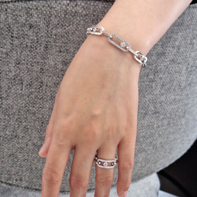 MOVE CHAIN LINK SILVER DIAMOND BRACELET