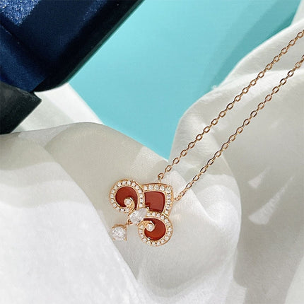 FLEUR DE LIS PINK GOLD DIAMOND NECKLACE