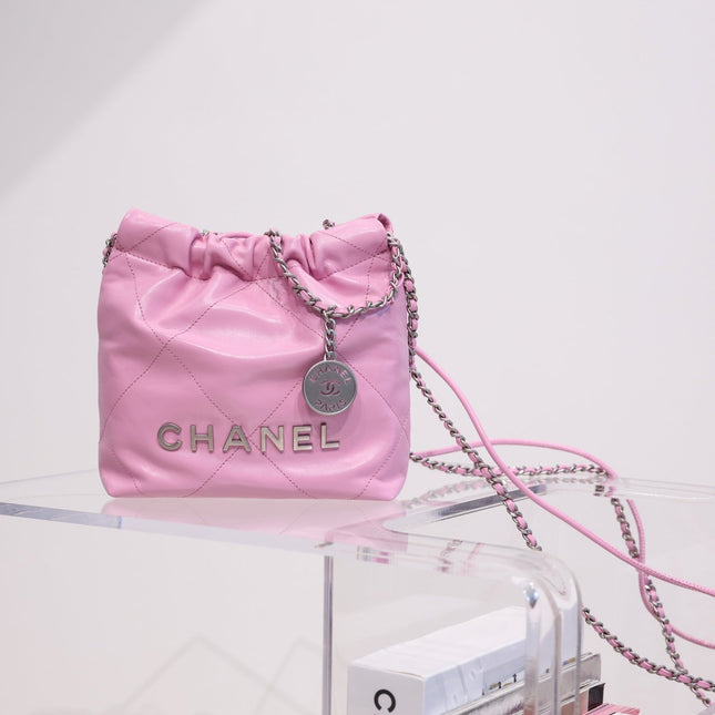 CC HOBO BAG 22 PINK LAMBSKIN SILVER HARDWARE 20CM