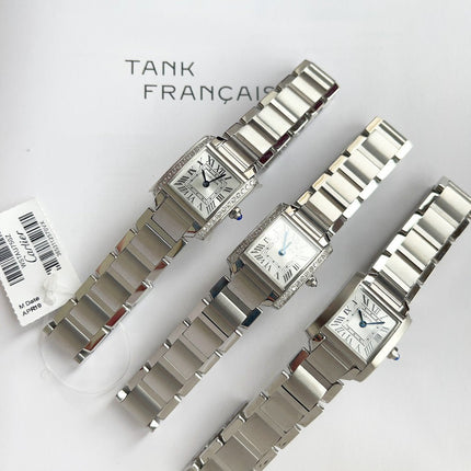 TANK FRANCAISE 20 STEEL DIAMOND BEZEL WHITE DIAL