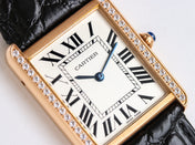 TANK SOLO PINK GOLD DIAMOND BEZEL CROCODILE LEATHER