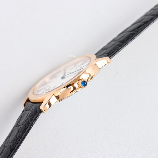 RONDE SOLO PINK GOLD BLACK LEATHER