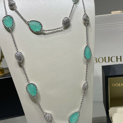 BOHEME 16 MOTIF TURQUOISE DIAMOND SILVER NECKLACE