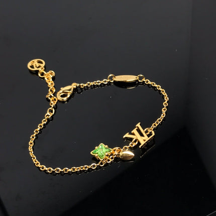 LV LOGO MALACHITE STAR GOLD BRACELET