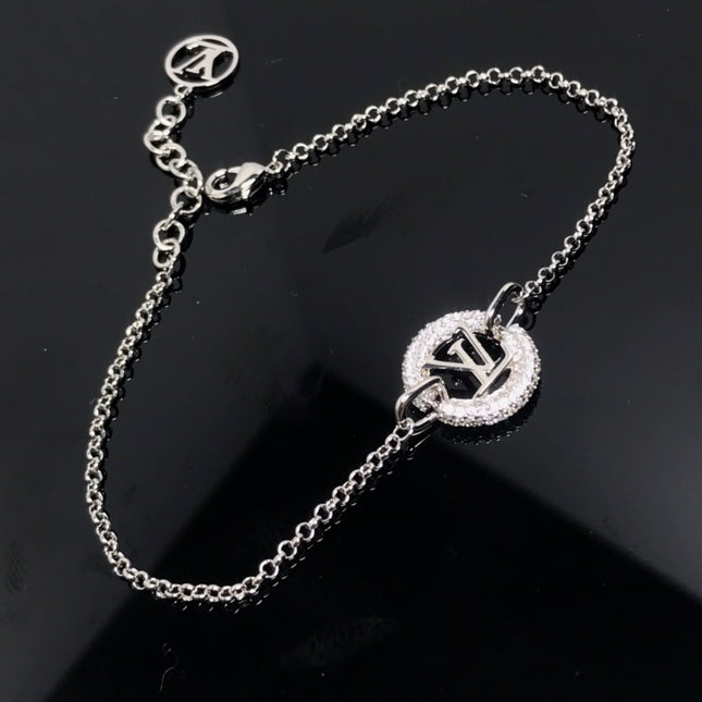 LV BY NIGHT DIAMOND PAVED SILVER BRACELET