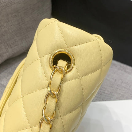 MINI RECTANGLE FLAP BAG 20CM YELLOW LAMBSKIN GOLD HARDWARE