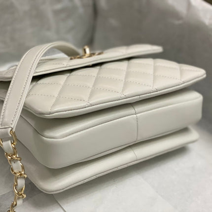 CC TRENDY 20CM WHITE LAMBSKIN GOLD HARDWARE