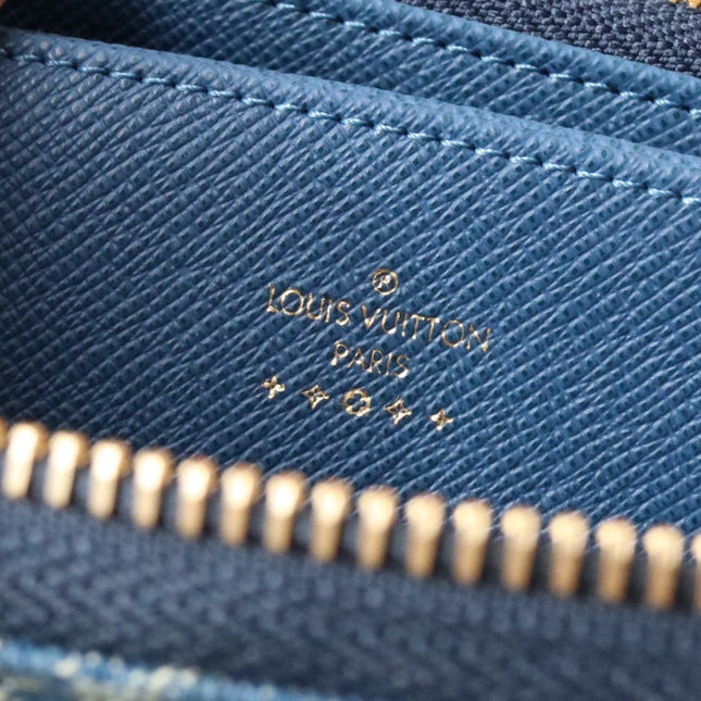 LV MONOGRAM DENIM LEATHER 19CM LONG WALLET