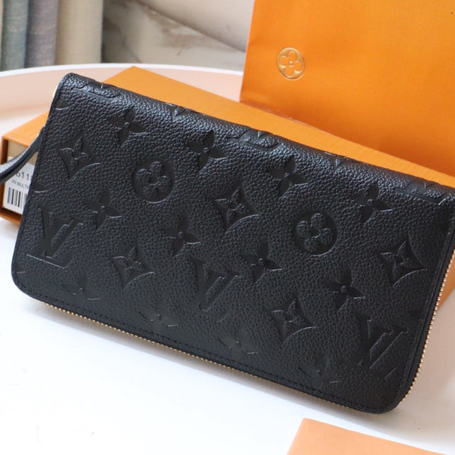 LV ZIPPY WALLET LONG PURSE BLACK MONOGRAM EMPREINTE LEATHER