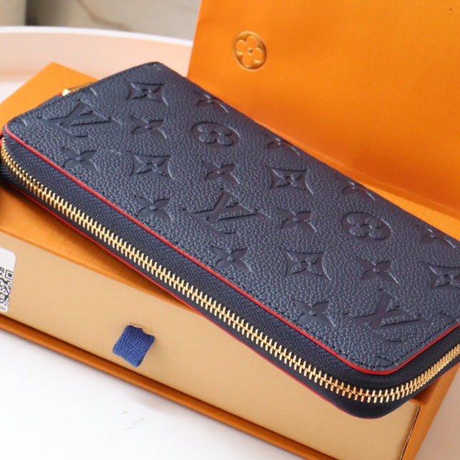 LV ZIPPY WALLET LONG PURSE BLUE RED EMPREINTE LEATHER