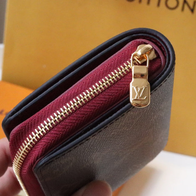 LOU WALLET 11.5CM BROWN RED MONOGRAM CANVAS