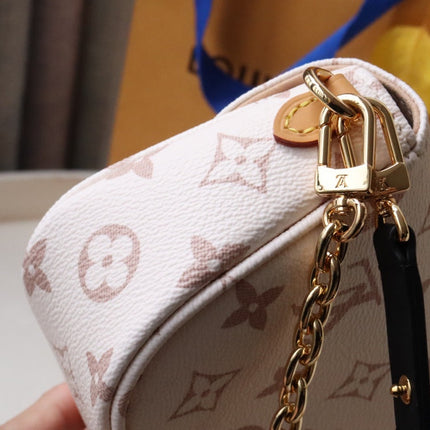 LV WOC 2WAY CHAIN WHITE PINK LEATHER